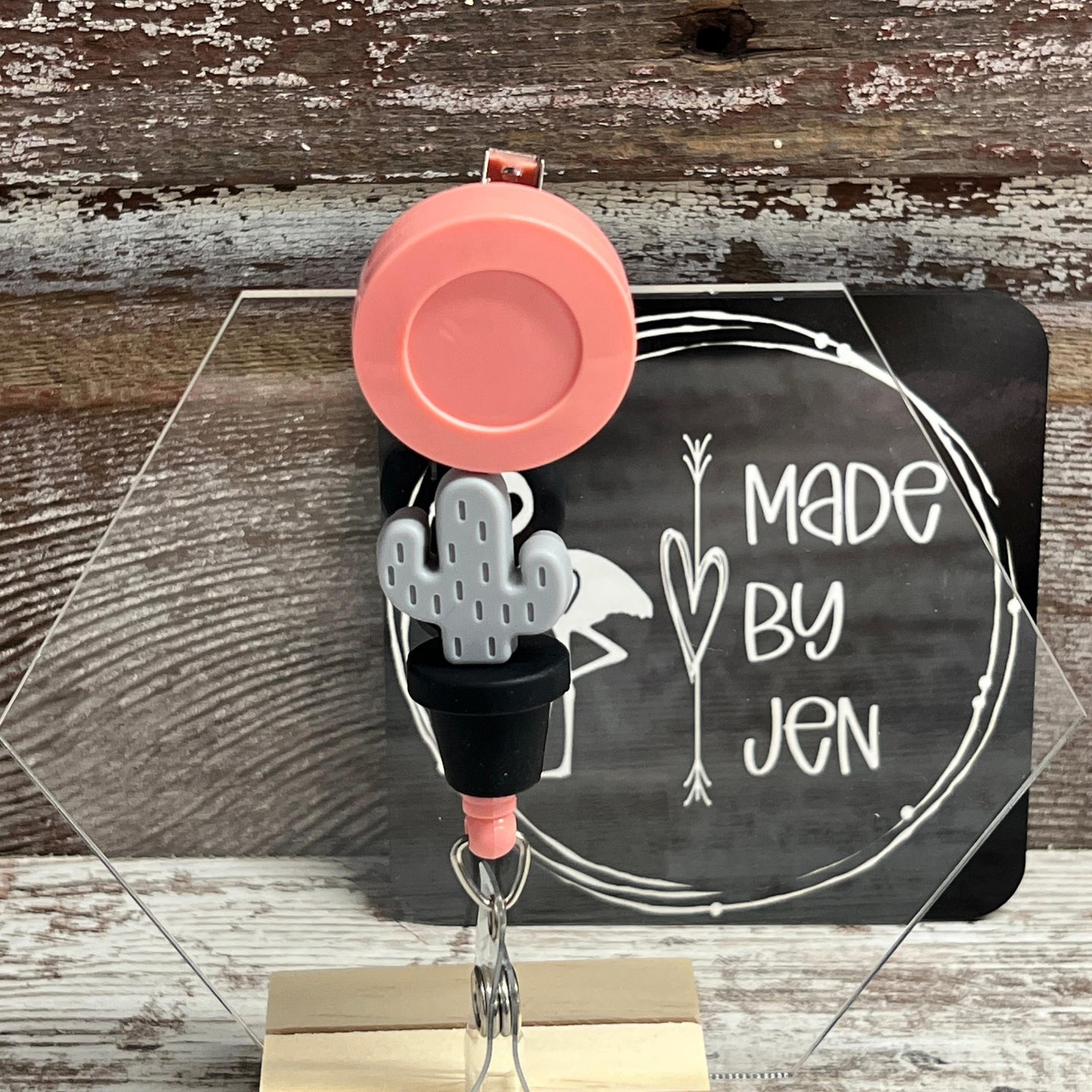 Gray & Black Cactus Coral Badge Reel